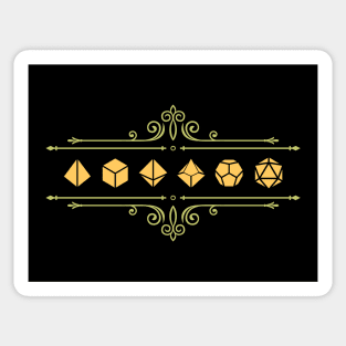 Subtle Vintage Ornament Green Yellow Polyhedral Dice Set Sticker